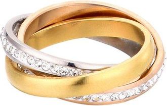 Adornia Adornia 14K Plated Stainless Steel Cz Tarnish-Resistant Two-Tone Rolling Eternity Band Ring