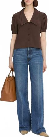 Frame Denim Sailor Puffed Sleeves Top In Coffee