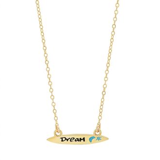 Jessica Elliot Womens Enamel Small Surfboard Necklace - Dream In Gold