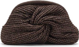 Mango Natural Fiber Frame Clutch in Chocolate at Nordstrom