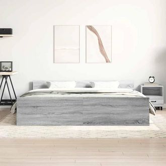 Berkfield Home Durable Bed Frame with Headboard & Footboard Grey Sonoma 200x200 cm