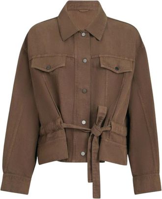 Brunello Cucinelli Katoenen Linnen Jas Met Monili - Dames - Jassen - Bruin - Maat: XS Katoen