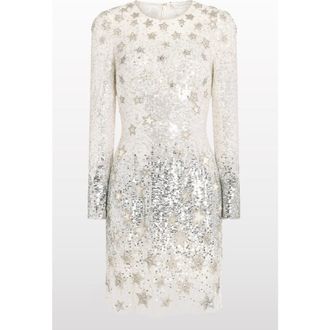 Jenny Packham Alexis Star Sequin Embellished Mini Dress in Ivory at Nordstrom, Size 10 Uk