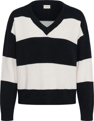 Part Two Tofu Stripe V-neck Knit - Dames - Truien - Blauw - Maat: 2XL