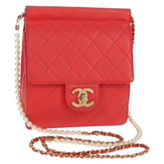 Chanel Pre-owned Cross Body Bags, female, Red, Size: ONE SIZE Pre-owned Satin Cross Body Bag