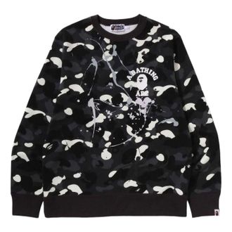 A Bathing Ape City Camo Painting Crewneck Sweatshirt Black 1L80-113-006-BLK