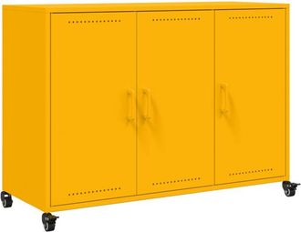 vidaXL Vidaxl - Aparador de acero amarillo mostaza 100,5x39x72 cm