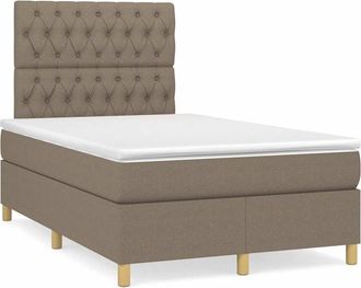 vidaXL Vidaxl - Cama Box Spring Con Colch&oacute;n Y Led Tela Gris Taupe 120x190 Cm
