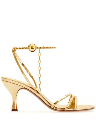 Ferragamo Womens Denise Ankle Chain Sandal In Gold