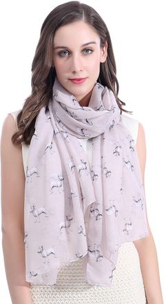 Lina & Lily Bull Terrier Dog Print Womens Scarf Shawl Wrap Lightweight (Beige)