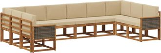 vidaXL Conjunto De Sof&aacute;s De Exterior 10 Uds. Natural Y Beige Vidaxl