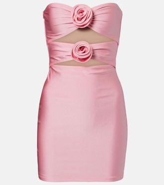 Adriana Degreas Cutout floral-appliqu&eacute; minidress