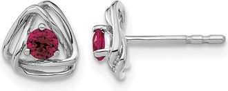 Diamond2Deal 14k White Gold Created Ruby Stud Earrings