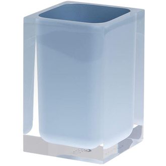 Gedy Auckland Portaspazzolini da Bagno Celeste, Misure e Peso: 11X7,2X7,2 cm & 0,29 kg, Portaspazzolini in Resina Trasparente di Alta qualit&agrave;, Design r&s