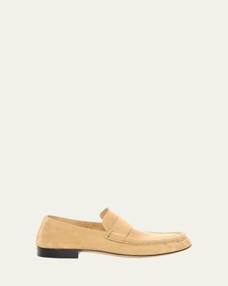 The Row Mens Soft Suede Penny Loafers