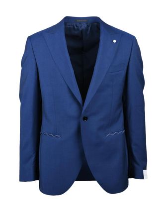 Lubiam Round Jacket with Wool and Mohair Blend in Royal Blue