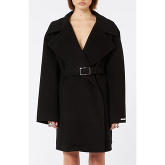 Sportmax Pagine Belted Virgin Wool Coat in Black at Nordstrom, Size X-Small