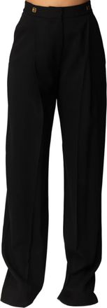 Elisabetta Franchi High Waist Wide-Leg Tailored Crease Pants