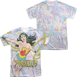 Gildan DC Comics Wonder Woman Collage (Front/Back Print) Short Sleeve Adult Poly Crew Tee / T-Shirt