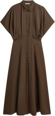 Summum Abito Camicia in Twill Leggero con Bottoni - - Dresses - Donna - Marrone - S