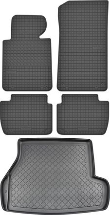 OEM Bmw Serie 3 E46 Familiar De 1998-2005, Juego - Alfombrillas De Goma Para Coche + Alfombrilla Para Maletero