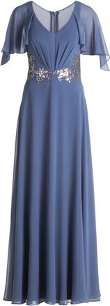 Vera Mont Kleedjes, Dames, Blauw, 4Xl, Geborduurde Avondjurk