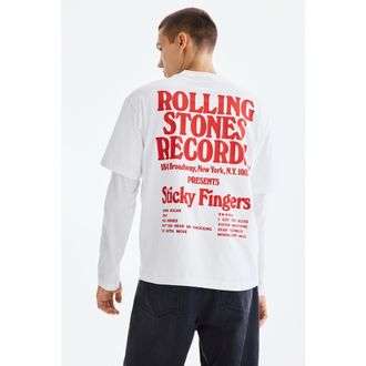 H&M Loose Fit T-shirt in White/the Rolling Stones at Nordstrom, Size X-Large