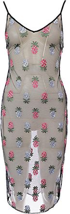 Fleur du Mal Womens Bondage Pineapple Slip Dress in Black - Size X-Small