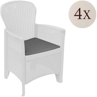 Dmora Set di 4 sedie da esterno Amilton, Seduta da giardino, Per indoor o outdoor, Con braccioli, Made in Italy, 59x57 h86 cm, Bianco - Dmora