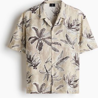 H&M Freizeithemd in Relaxed Fit - Beige/Gemustert