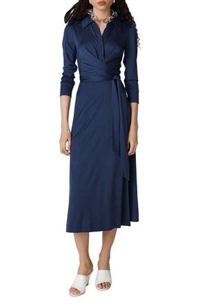 Diane Von F&uuml;rstenberg Sana Two Wrap Shirtdress in Classic Navy at Nordstrom, Size Xx-Small
