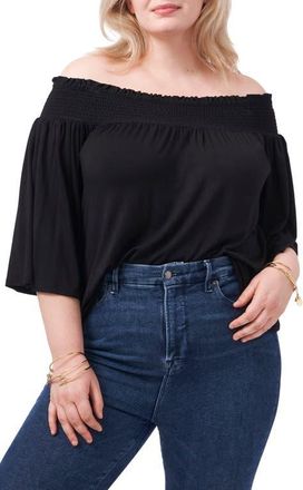 1.State Off the Shoulder Knit Top in Rich Black at Nordstrom, Size 3X