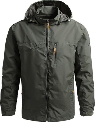 Generic Mens Waterproof Jackets Waterproof Pullover Solid Color Lightweight Hooded Windbreaker Outdoor Raincoat Breathable Detachable Hooded Windproof Jacket