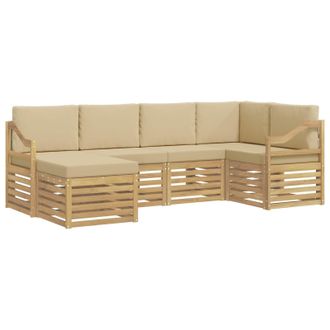 vidaXL Conjunto De Sof&aacute;s De Exterior 6 Pcs Y Beige Poli&eacute;ster Vidaxl