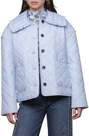 Avec Les Filles Ruffle Collar Quilted Jacket in Light Cornflower at Nordstrom Rack, Size Large