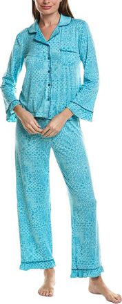 SUGAR 2Pc Ruffle Sleeve Notch Collar & Ruffle Pant Pj Set