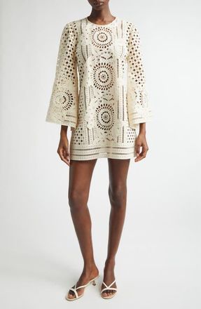 Zimmermann Indra Embroidered Silk Eyelet Minidress in Tea at Nordstrom, Size 0