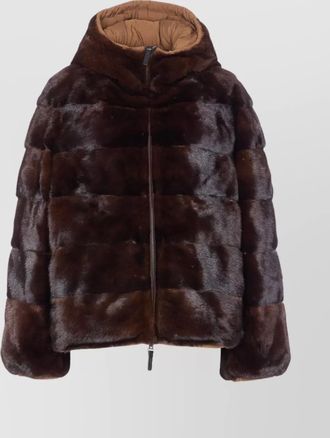 Yves Salomon hooded quilted jacket fur detail