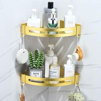 OEM Estante De Ducha Sin Taladrar, Estante De Ba&ntilde;o De Esquina, Estante De Ba&ntilde;o Con 4 Ganchos, Cesta De Ducha De Metal Inoxidable, Estante De Pared Autoadh