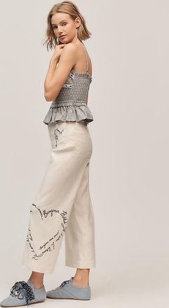 Maeve The Colette Linen Blend Crop Love Notes Pants by Maeve