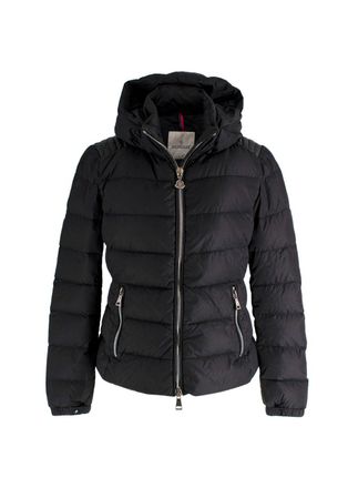 Moncler Black Oiron Leather Panelled Shoulder Puffer Coat Size L