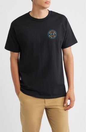 Brixton Crest Cotton Graphic T-Shirt in Black/Copper/Medium Blue at Nordstrom, Size X-Large