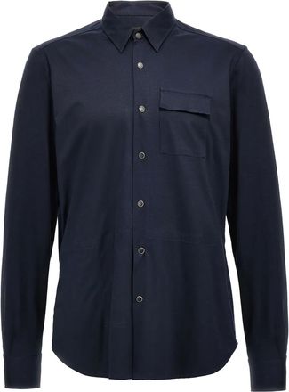 Kiton Buba overhemd met drukknoop - Blauw