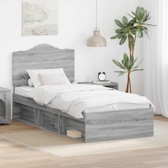 vidaXL Vidaxl Struttura Del Letto Sonoma Grigio 75 X 190 Cm Pino Massello