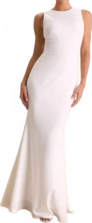 Lulus Womens Va Va Voom Backless Sleeveless Mermaid Maxi Dress In White