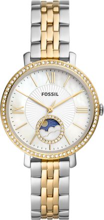 Fossil Womens Jacqueline 36mm Sun Moon Multifunction, Two-Tone Stainless Steel Watch