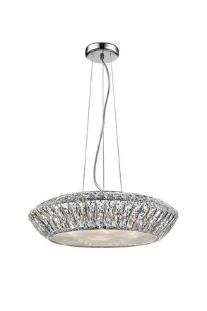 Netlighting Armel 7 Light LED Crystal Chrome Pendant Ceiling Light in Grey