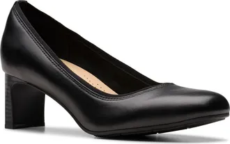 Clarks Anelise Nora Pump in Black Leather at Nordstrom Rack, Size 8.5