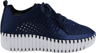 Ilse Jacobsen Womens Platform Lace Up Sneakers In Dark Indigo