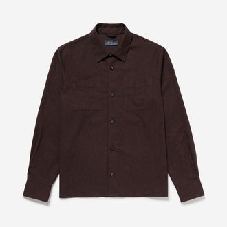 Oliver Sweeney Mens Cotton/Wool Blend Overshirt - Brown - Size X-Large